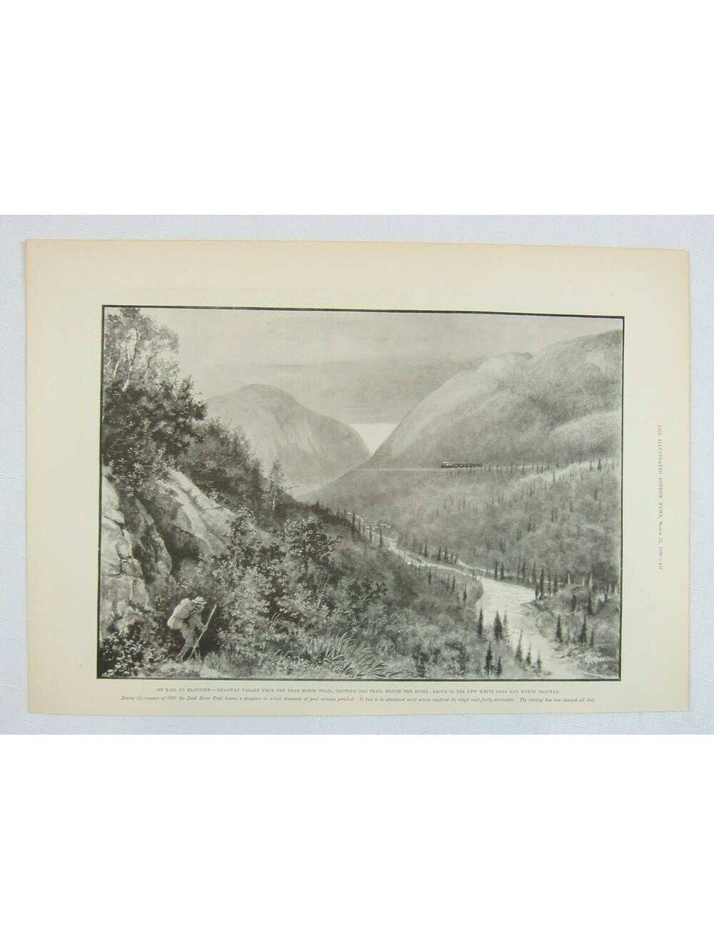Antique 1899 Print Canada By Rail to Klondike, Skagway, White Pass Yukon Train